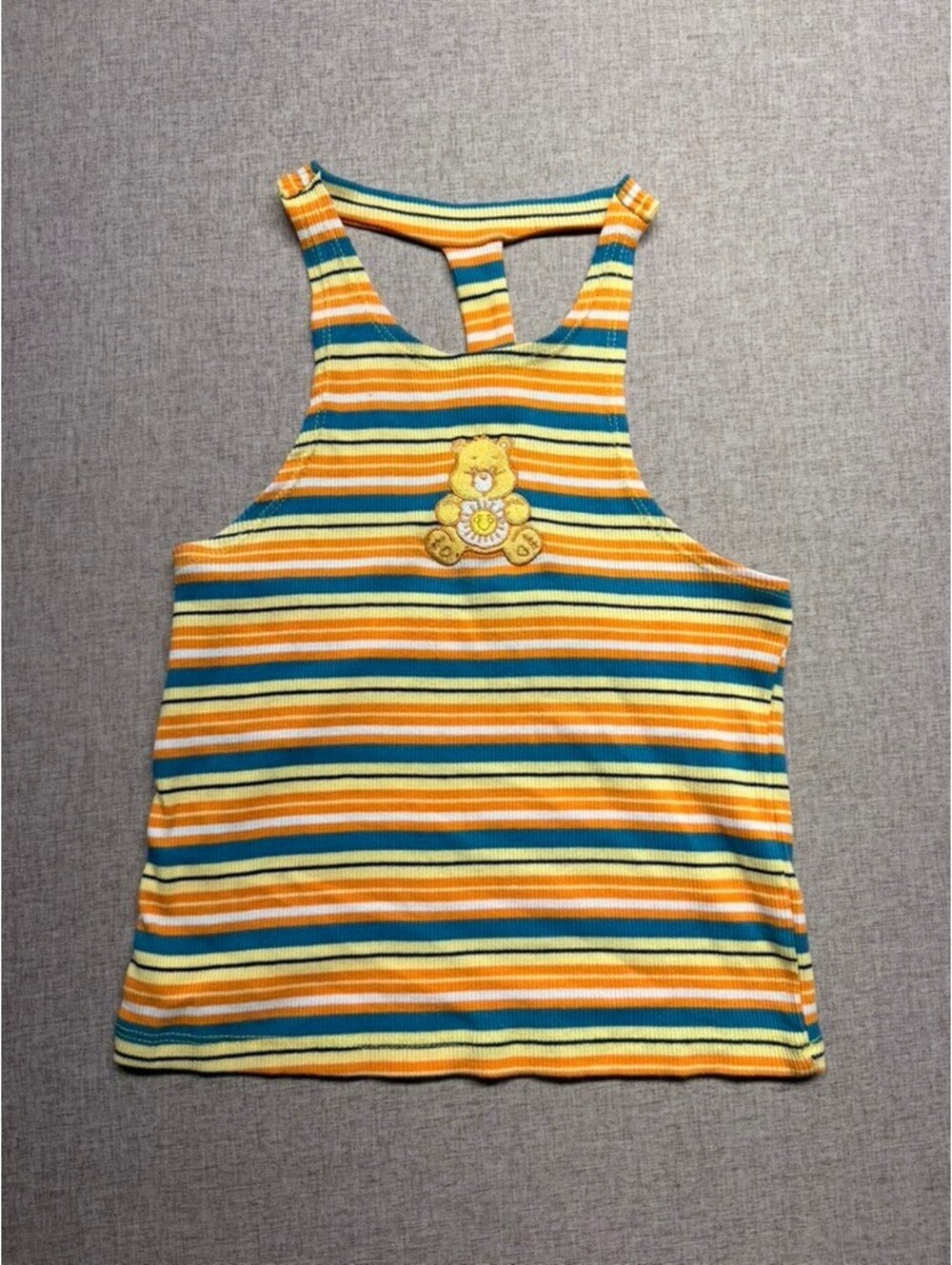 Care Bears Striped High Neck Racerback Tank Top Size Small Funshine Bear